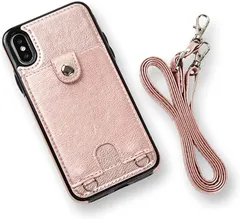 MocliL iPhone XS Max スマホショルダー ストラップ ケース 斜めがけ 首掛け 肩掛け カード収納 レディース メンズ 日本国内検品＆梱包 iPXSM ML0028( ピンク,  iPhone XS Max)のサムネイル