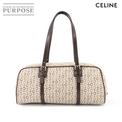 美品 セリーヌ CELINE Cマカダム ミニ ボストン ハンド バッグ キャンバス レザー ベージュ ブラウン ヴィンテージ 90295965