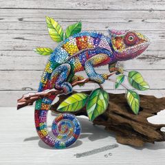 【カメレオン】サンキャッチャー風アクリルオーナメント｜吊り下げ式ステンドグラス風インテリア／窓・壁装飾◎