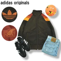 アディダス オリジナルス adidas originals 中綿 ウィンド ジャケット ラグランスリーブ トレフォイル ロゴ シロクマ 白熊 刺繍 L ブラウン x レッド x オレンジ メンズ