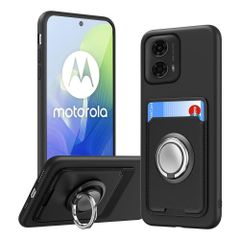 【数量限定】モトローラ g24 保護カバー スマホケース リング リング付き スタンド付き ストラップホール付き カード収納 シリコン ケース スタンド機能 マット質感 G24 滑り止め 指紋防止 Moto 黑