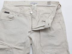 中古★DOLCE&GABBANA ドルガバ D&G レザーロゴクラッシュチノパン 48★L【P61T 9403】クリーム【本物保証】イタカジ 芸能人 ハイファッション