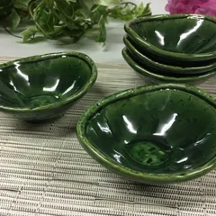 美濃焼織部玉渕小鉢　5個