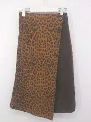 ◇ ROSE BUD 豹柄 レオパード 膝下丈 ラップ風 タイト スカート サイズF キャメル ダークブラウン レディース P  【1212210005921】