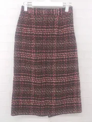 ◇ NATURAL BEAUTY BASIC 総柄 スリット 大人かわいい 膝下丈 タイト スカート サイズXS ブラウン ピンク レディース P  【1307040021118】