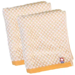 新品 今治タオルブランド ポコットン フェイスタオル 2枚セット 33×73cm 綿100% 薄手 吸水 日常使い 国産 日本製 オレンジ