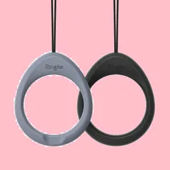 【新着商品】Finger Ring 落下防止 Strap かわいい色 - シリコン製 フィンガーストラップ Black リングストラップ & ストラップ Lavender 【Ringke】スマホ Gray [2個入り]