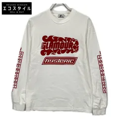 HYSTERIC GLAMOUR ヒステリックグラマー 02181CL01 ホワイト×レッド コットン ファイヤーロゴ ロングスリーブカットソー Sのサムネイル