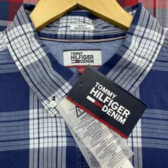 トミーヒルフィガー TOMMY HILFIGER チェック柄 ボタンダウンシャツ 青