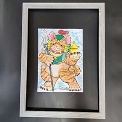 【原画】手描きイラスト　七福神　毘沙門天　猫【一点物】
