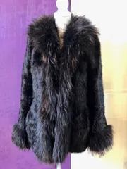 美品 ソニアリキエル 毛皮 ファー コート ハーフコート Lサイズ ブラック 黒 ファーコートSONIA BY SONIA RYKIEL