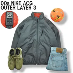 00s ヴィンテージ ナイキ エーシージー NIKE ACG 中綿 ウィンド ジャケット OUTER LAYER 3 M グレー x レッド アウトドア スポーツ ウェア メンズ
