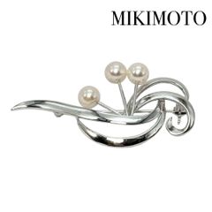 MIKIMOTO ミキモト 本真珠 6mm×3粒 アコヤパール SV925 ピンブローチ