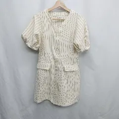 ◇ ◎●未使用● ⊂ Stylevoice for xxx ストライプ 半袖 ミニ丈 ワンピース サイズ1 アイボリー系 レディース E  【1410100066346】