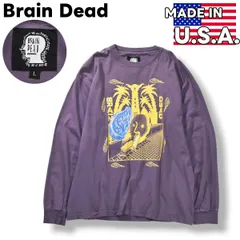 USA製 ブレインデッド Brain Dead サイケデリック グラフィック ロゴ プリント 長袖 Tシャツ ロンT クルーネック カットソー L パープル ストリート カジュアル ウェア メンズ