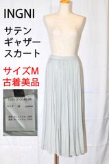 【古着　美品】INGNI　イング　ロングスカート　ギャザー　サテン　グリーン　Mサイズ　TB1138