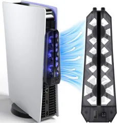 ブラック Anspect 旧型PS5アクセサリ用の冷却ファンLEDライト付き、プレステ5高性能冷却ファン(7000RPM)、低騒音、USB 3.0ポート、ソニーPS5デジタル/ディスク版の高効率冷却 (グレー) (ブラック)