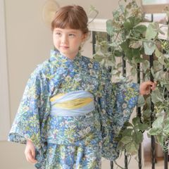 【花柄パウダーブルー】ワンピースにもなる浴衣　2WAYセパレート浴衣  キャサリンコテージ　TAK
