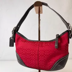 ✨Bランク   COACH　ワンショルダーバッグ　ハンドバッグ　bag　アクセサリーポーチ　ソーホー　シグネチャー　赤　肩掛け　6351　「68EL」