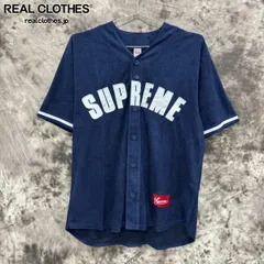 Supreme Ultrasuede Mesh ベースボールシャツMネイビー Supreme-Ultrasuede-Mesh-
