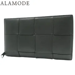 BOTTEGAVENETA(ボッテガヴェネタ) イントレチャート カセット ジップアラウンドウォレット 長財布 ラウンドファスナー 小物 カーフ ダークグリーン シルバー金具 メンズ 40802135909【中古】【アラモード】