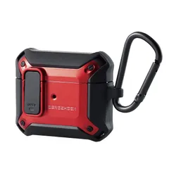 エレコム AirPods 第3世代 (2021年) 用 ケース カバー ZEROSHOCK Lock ロック機能 カラビナ付 落下防止 ワイヤレス充電対応 衝撃吸収 レッド AVA-AP3ZEROLRD [レッド]