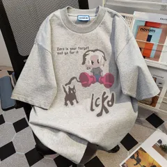 半袖Tシャツ プリント イラスト メッセージ グレー レディース 新品未使用