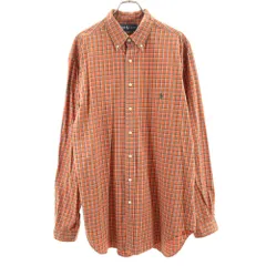 ラルフローレン チェック 長袖 ボタンダウンシャツ XLT オレンジ系 RALPH LAUREN メンズ 古着 【240217】