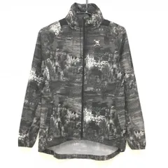 【超美品】オークリー ジャケット グレー×黒 総柄 メッシュ調 フード収納 レディース M ゴルフウェア Oakley