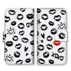 iPhone14 ケース 手帳型 アイフォン14 スマホケース 携帯ケース キスマーク キス クチビル リップ XOXO かわいい 可愛い セクシー KISS 唇 口紅 クール カラー05