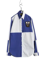 【お得なクーポン配布中!】 ラグビー ラルフローレン 3点留め 長袖 ボタンダウン シャツ メンズ XS ポロ 長袖シャツ クレイジー パターン ワンポイント マチ付き 細身