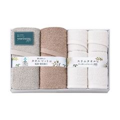 yorisou gift 수건 매트 & 수건 세트 수건 매트 슬림 목욕 수건 슬림 페이스 타월 × 각 2 L9056649