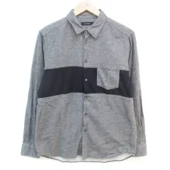 レイジブルー RAGEBLUE カジュアルシャツ 長袖 ライン L 杢グレー 紺 ネイビー /FF34
