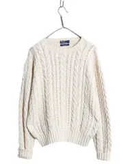 【お得なクーポン配布中!】 90s ポロ ラルフローレン コットン ケーブル ニット セーター レディース XL / オールド 長袖ニット クルーネック ポニー無し ナチュラル