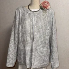 Ｔ501　＊23号　新品　グレー系ジャケットブラウス2点セットノーカラージャケット ジャケット 長袖