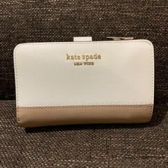 kate spade コンパクトウォレット(ゴールドアイボリー×ベージュブラウン)