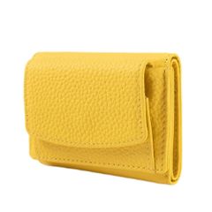 【数量限定】コンパクト三つ折り財布 レディース レディース 薄い財布 ミニウォレット スキミング防止 小さい財布 財布 ミニ財布 本革(イエロー) [リオルネ]