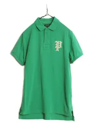 【お得なクーポン配布中!】 ポロ ラルフローレン 鹿の子 半袖 ポロシャツ メンズ M 半袖シャツ ラガーシャツ タイプ ラグビー ワッペン刺繍 グリーン ワンポイント 緑