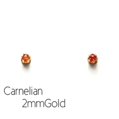 【極小2mmゴールド】カーネリアンの1粒ピアス