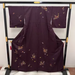 付下げ 落ち着いた色味に花模様の染め 着物 正絹 一つ紋 袷 広衿 MK-024のサムネイル