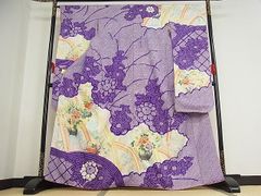 平和屋-こころ店■豪華振袖　駒刺繍　絞り　飾花文　金彩　正絹　逸品　AAAG0849Aja