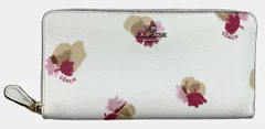 コーチ ジップアラウンドウォレット 長財布 花柄 フローラル ホワイト ピンク 財布 F53794 ラウンドファスナー