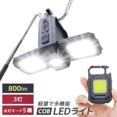 COBライト 充電式 LED ライト 投光器 防災ライト 小型ライト 懐中電灯 COB 高輝度 800m 防水 作業灯 小型 軽量 ハンディカラビナ 防災 明るい 送料無料