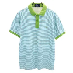 フレッドペリー 鹿の子 ボーダー柄 半袖 ポロシャツ S 水色×白×緑 FRED PERRY メンズ 【中古】  【230602】 メール便可
