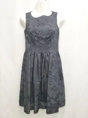 ◇ ⊂ ef-de エフデ 花柄 フレア ノースリーブ ミニ丈 ワンピース サイズ7 ネイビー レディース P  【1409090033636】