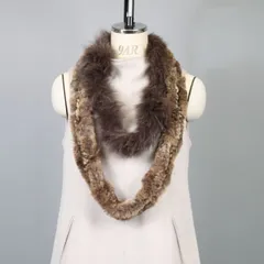 レッキスラビット ・ フォックス 2重リング ファーマフラー ブラウン 送料無料 レディース ギフト プレゼント