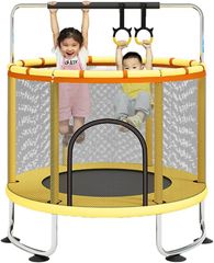 トランポリン 屋内 家庭用 子供と大人に適し 高さ調節可能 保護ネット付き 静音設計 耐荷重200k 吊り下げリング付き 水平バー付き 収納便利 運動 減量 遊びに適し 非常に安定しており 耐久性のある