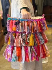 ショルダーバッグ インドサリー 一点もの トートバッグ ハンドバッグ 刺し子 チャイハネ