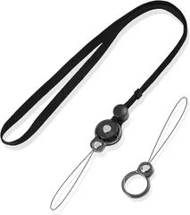 【在庫処分】[UMIMO] ネックストラップ カラビナリング 3WAY スマホストラップ 首掛け ワンタッチ着脱 落下防止 忘れ物防止 携帯/デジカメ/お財布/キー 金属リング2枚付