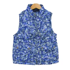 ギャップキッズ ベスト ジャケット 花柄 アウター キッズ 女の子用 130サイズ ブルー×ブラック GAP kids 【中古】